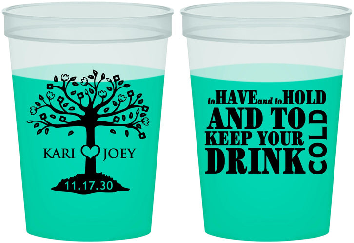 Custom Wedding 16 oz Color Changing Cups - To Have And To Hold | 438