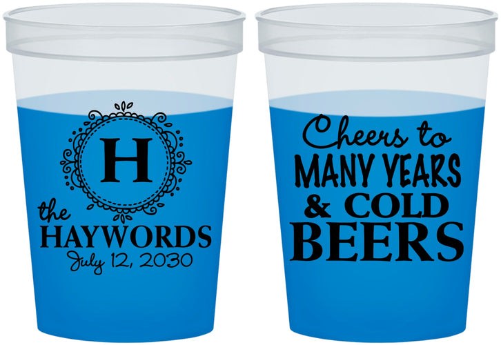 Custom Wedding 16 oz Color Changing Cups - Cheers To Cold Beers | 439