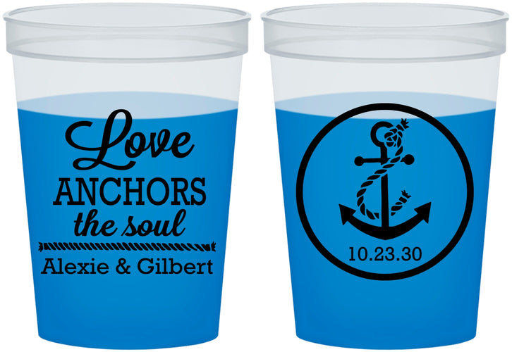 Custom Wedding 16 oz Color Changing Cups - Love Anchors The Soul | 440