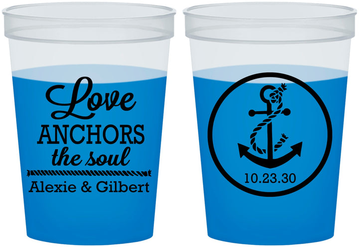 Custom Wedding 16 oz Color Changing Cups - Love Anchors The Soul | 440