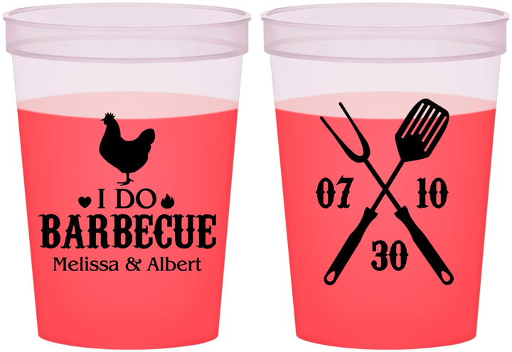 Custom Wedding 16 oz Color Changing Cups - I Do Barbecue Bbq | 445