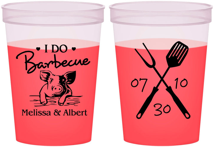 Custom Wedding 16 oz Color Changing Cups - I Do Barbecue Bbq | 446