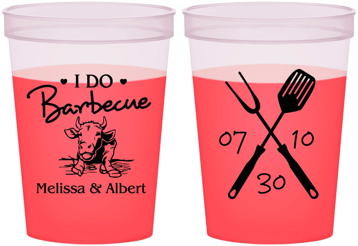 Custom Wedding 16 oz Color Changing Cups - I Do Barbecue Bbq | 447