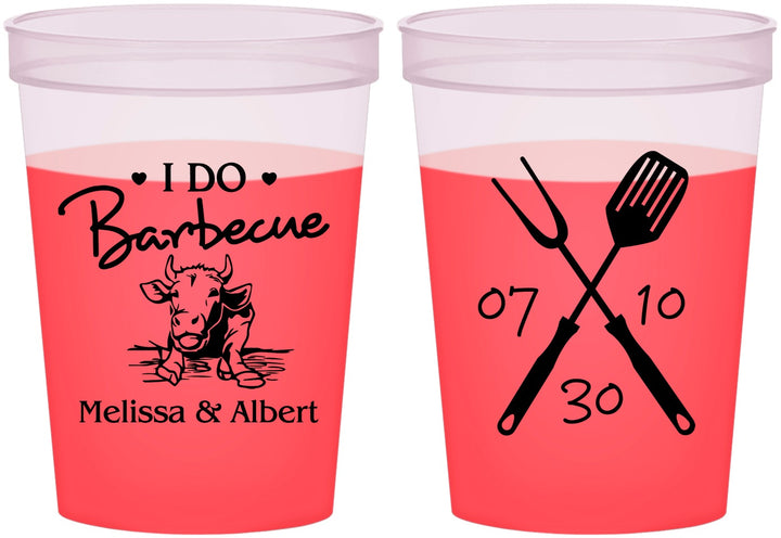 Custom Wedding 16 oz Color Changing Cups - I Do Barbecue Bbq | 447