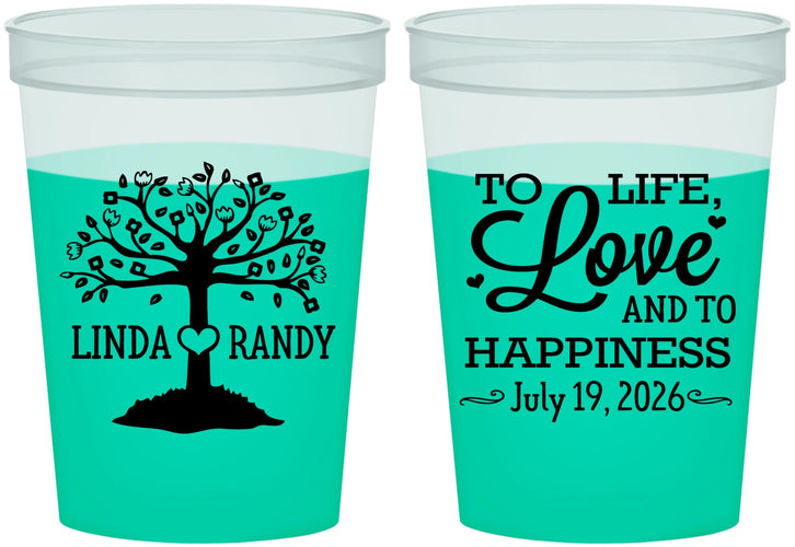 Custom Wedding 16 oz Color Changing Cups - Love And Happiness | 451