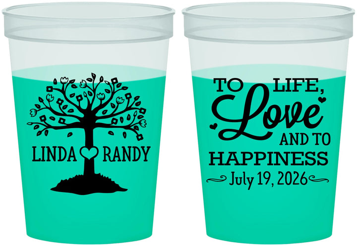 Custom Wedding 16 oz Color Changing Cups - Love And Happiness | 451