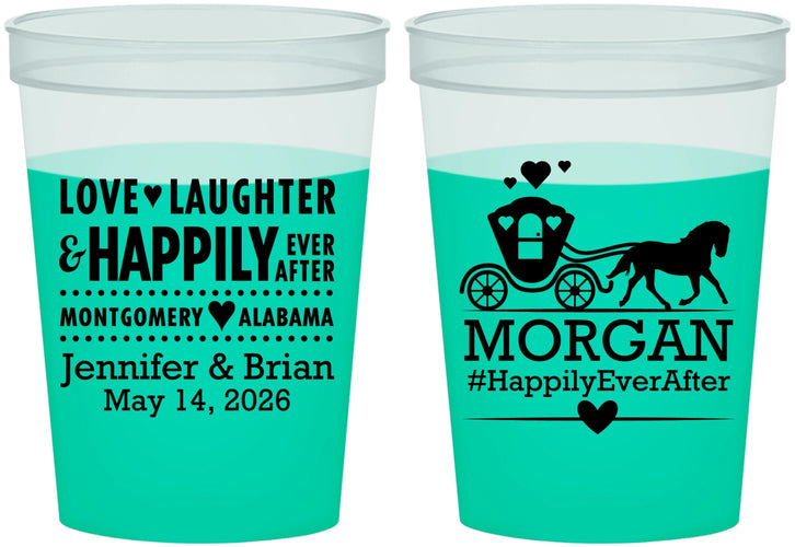 Custom Wedding 16 oz Color Changing Cups - Happily Ever After | 452