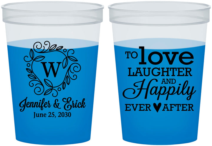 Custom Wedding 16 oz Color Changing Cups - Love Laughter Happily | 461