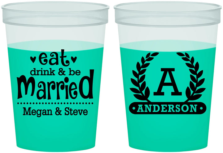 Custom Wedding 16 oz Color Changing Cups - Monogram | 464