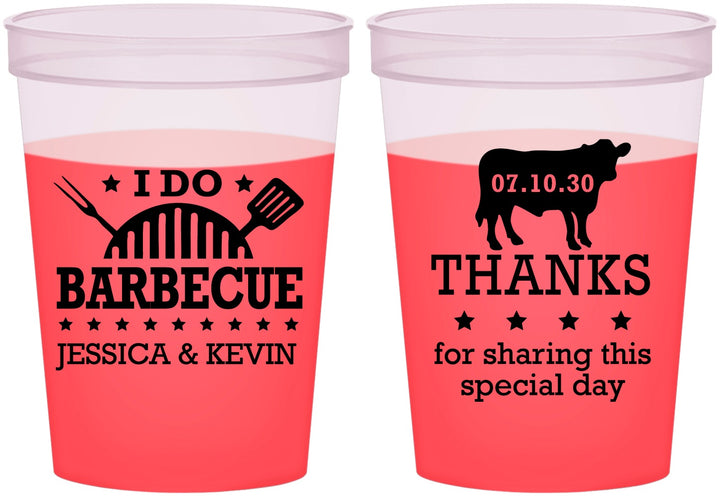 Custom Wedding 16 oz Color Changing Cups - I Do Barbecue Bbq | 468