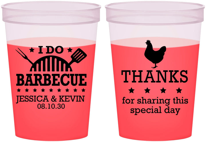 Custom Wedding 16 oz Color Changing Cups - I Do Barbecue Bbq | 469