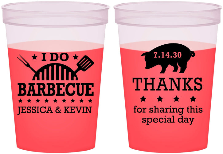 Custom Wedding 16 oz Color Changing Cups - I Do Barbecue Bbq | 470