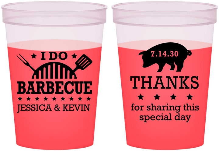 Custom Wedding 16 oz Color Changing Cups - I Do Barbecue Bbq | 470