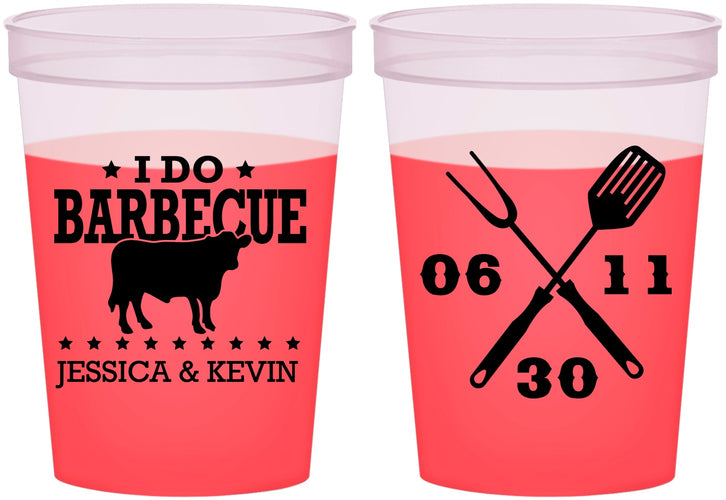 Custom Wedding 16 oz Color Changing Cups - I Do Barbecue Bbq | 471