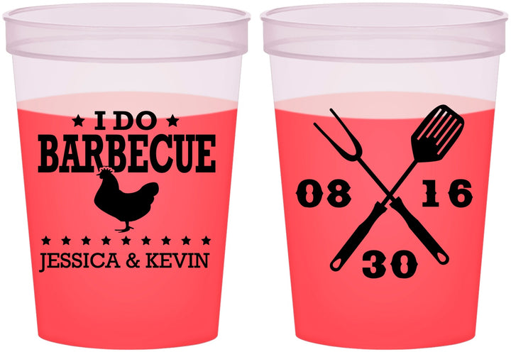 Custom Wedding 16 oz Color Changing Cups - I Do Barbecue Bbq | 472
