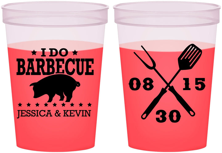 Custom Wedding 16 oz Color Changing Cups - I Do Barbecue Bbq | 473