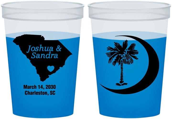 Custom Wedding 16 oz Color Changing Cups - Palmetto Tree | 475