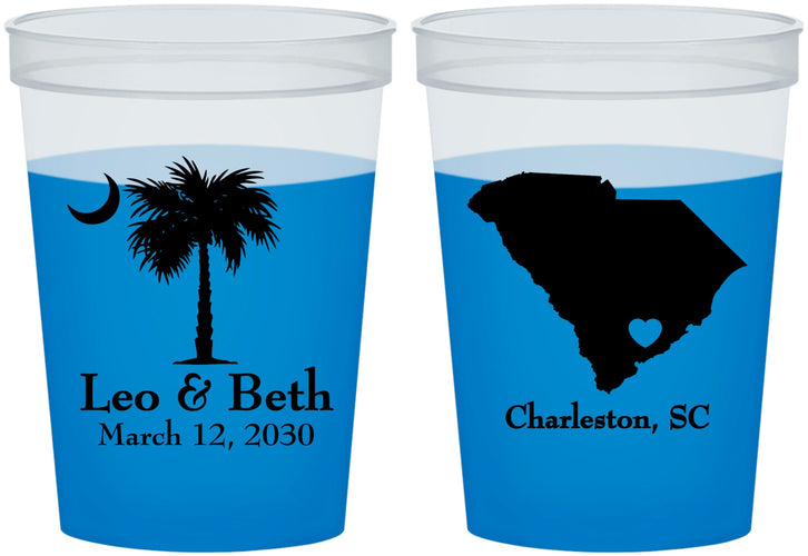 Custom Wedding 16 oz Color Changing Cups - Palmetto Tree | 476