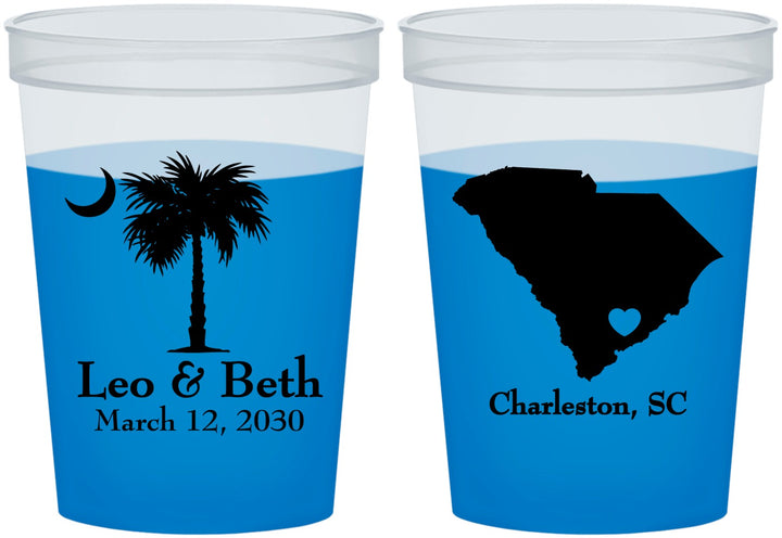 Custom Wedding 16 oz Color Changing Cups - Palmetto Tree | 476