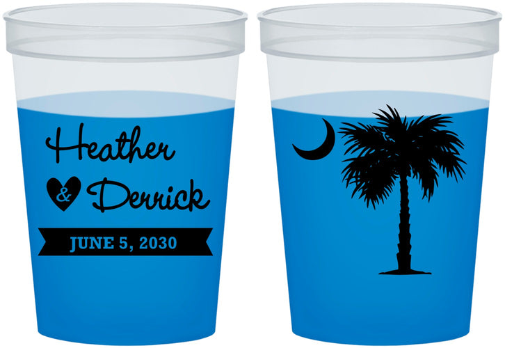 Custom Wedding 16 oz Color Changing Cups - Palmetto Tree | 477