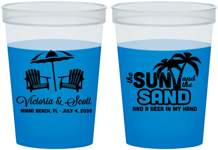 Custom Wedding 16 oz Color Changing Cups - Sun Sand Drink In My Hand | 479