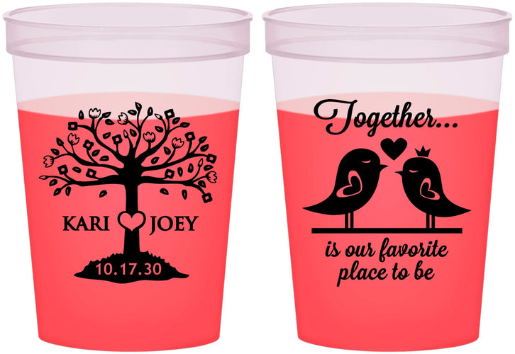 Custom Wedding 16 oz Color Changing Cups - Love Birds | 481