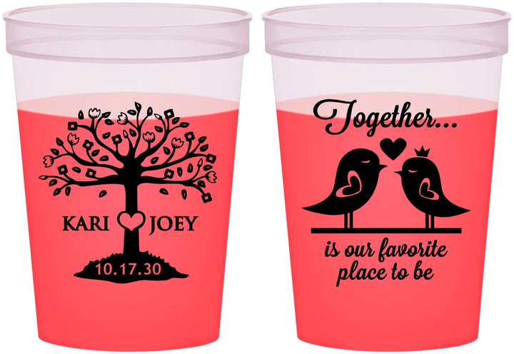 Custom Wedding 16 oz Color Changing Cups - Love Birds | 481