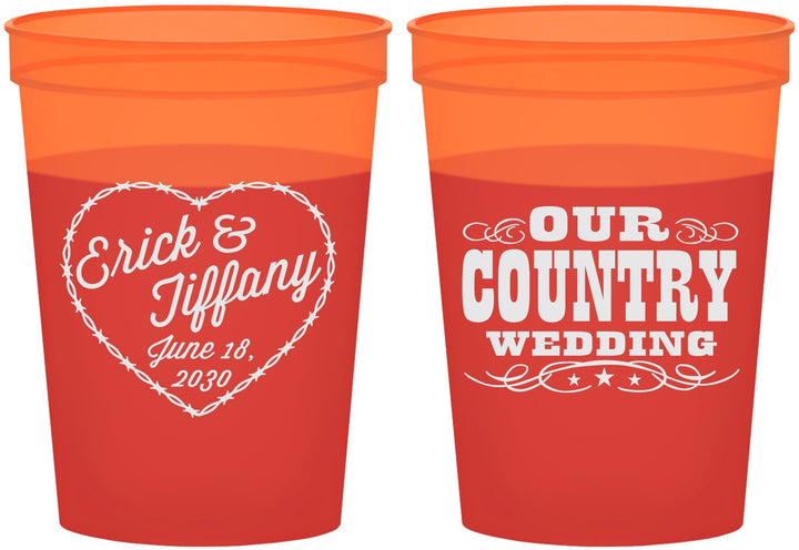 Custom Wedding 16 oz Color Changing Cups - Country Wedding | 484