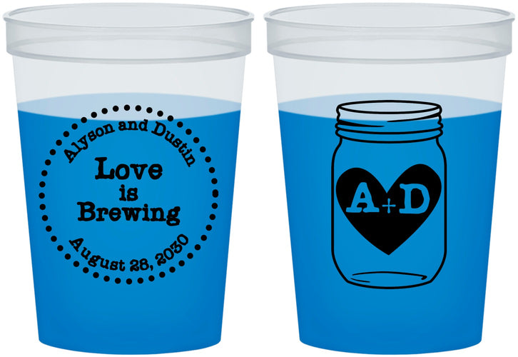 Custom Wedding 16 oz Color Changing Cups - Love Is Brewing | 486