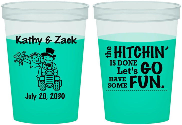Custom Wedding 16 oz Color Changing Cups - Tractor Hitchin | 489