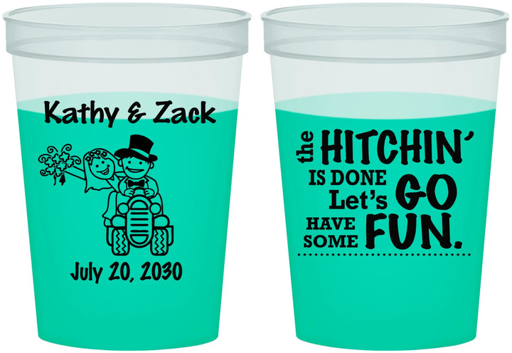 Custom Wedding 16 oz Color Changing Cups - Tractor Hitchin | 489