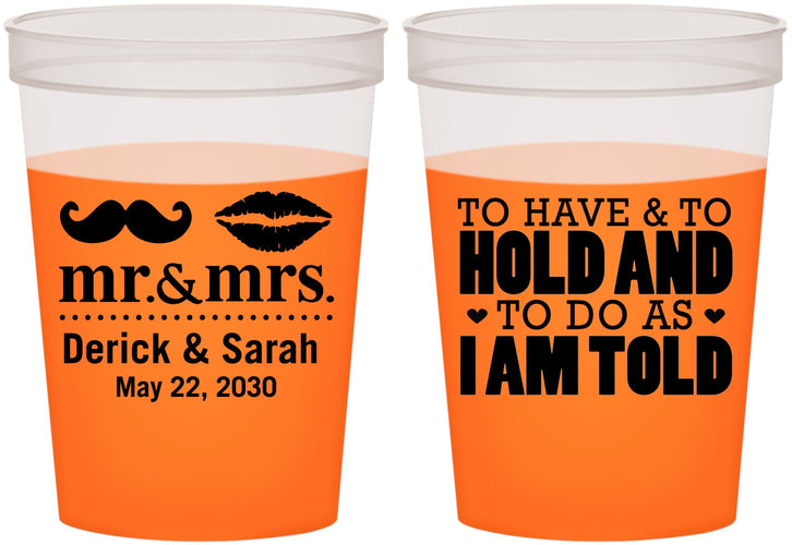 Custom Wedding 16 oz Color Changing Cups - To Have And To Hold | 491
