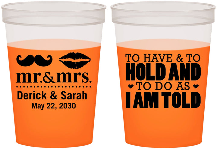 Custom Wedding 16 oz Color Changing Cups - To Have And To Hold | 491