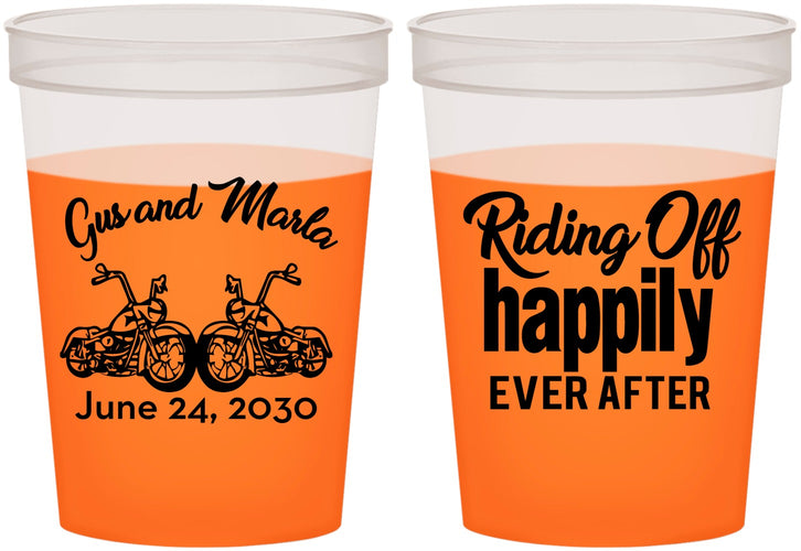 Custom Wedding 16 oz Color Changing Cups - Motorcycle | 493