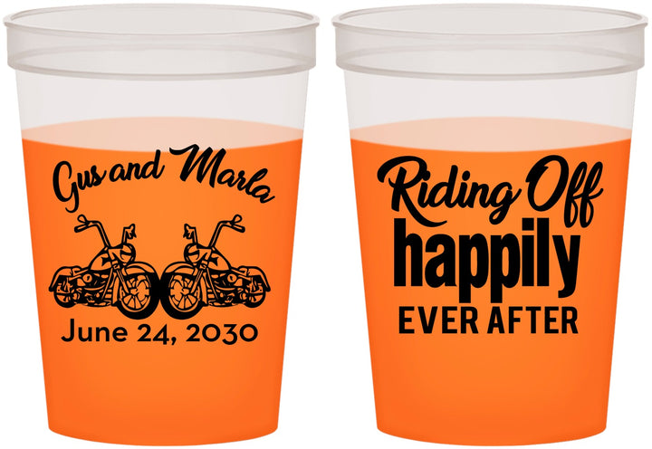 Custom Wedding 16 oz Color Changing Cups - Motorcycle | 493