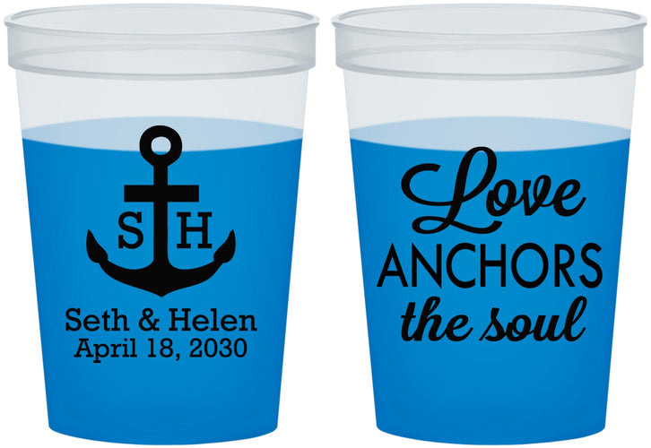 Custom Wedding 16 oz Color Changing Cups - Love Anchors The Soul | 494
