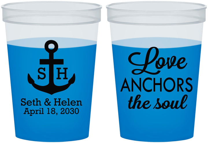 Custom Wedding 16 oz Color Changing Cups - Love Anchors The Soul | 494