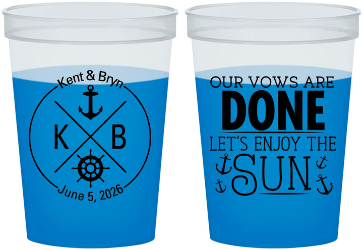 Custom Wedding 16 oz Color Changing Cups - Nautical | 495