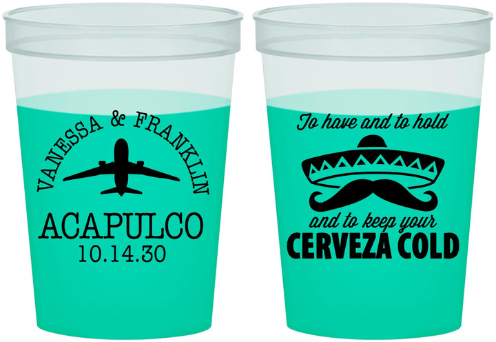 Custom Wedding 16 oz Color Changing Cups - Destination | 496