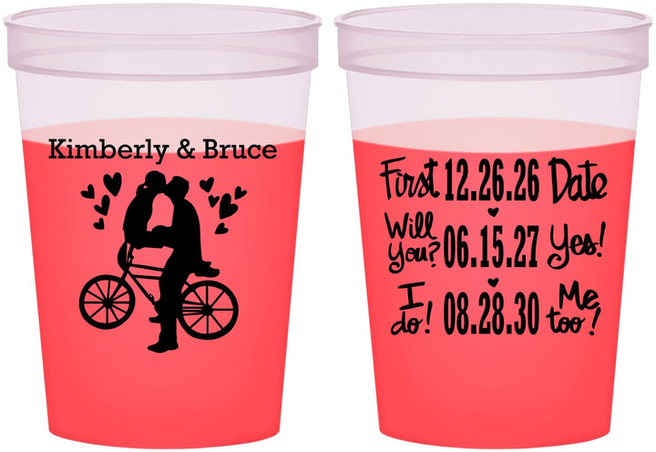 Custom Wedding 16 oz Color Changing Cups - First Date Will You I Do | 497