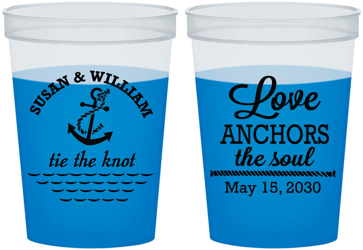 Custom Wedding 16 oz Color Changing Cups - Love Anchors The Soul | 498