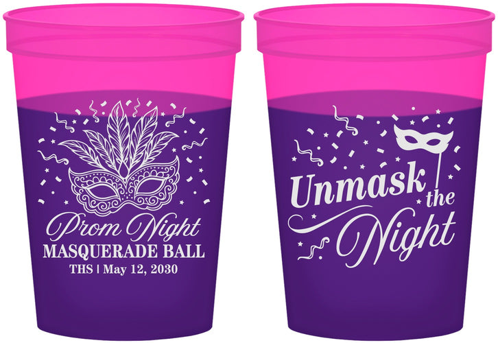 Custom Prom 16 oz Color Changing Cups - Masquerade Ball | 50011