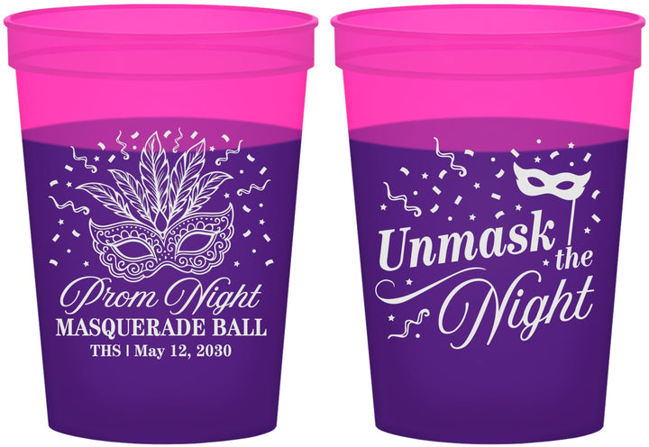 Custom Prom 16 oz Color Changing Cups - Masquerade Ball | 50011