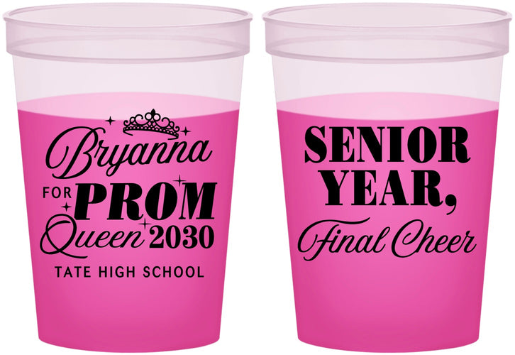 Custom Prom 16 oz Color Changing Cups - Queen Vote | 50018