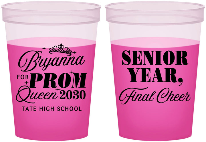 Custom Prom 16 oz Color Changing Cups - Queen Vote | 50018