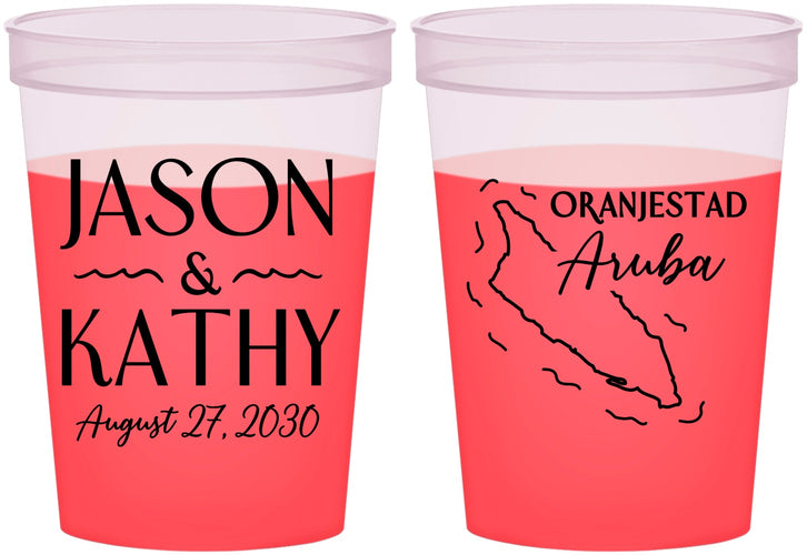 Custom Wedding 16 oz Color Changing Cups - Aruba | 504