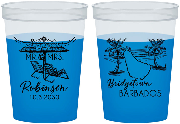 Custom Wedding 16 oz Color Changing Cups - Barbados | 509