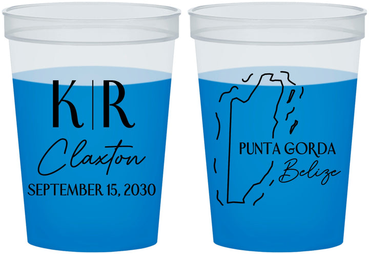 Custom Wedding 16 oz Color Changing Cups - Belize | 510