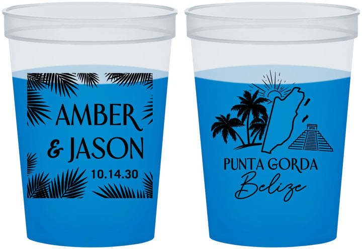 Custom Wedding 16 oz Color Changing Cups - Belize | 511