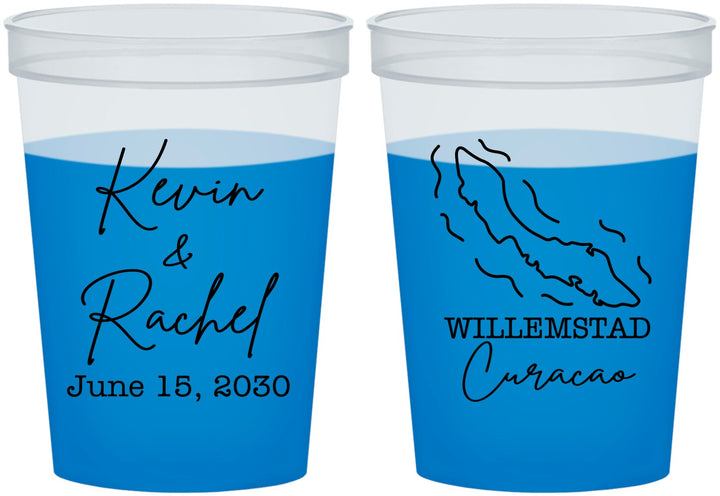 Custom Wedding 16 oz Color Changing Cups - Curacao | 520